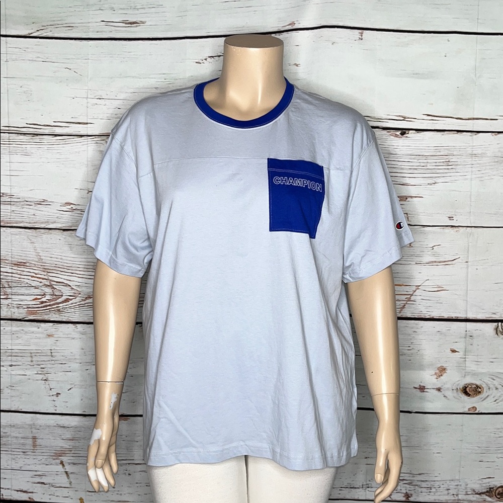 Champion NWT Size XXL Blue - Contrast Blue Pocket Knit Top T-Shirt